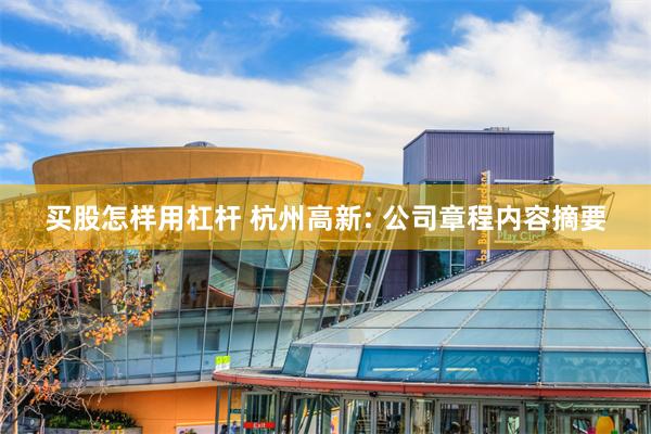 买股怎样用杠杆 杭州高新: 公司章程内容摘要
