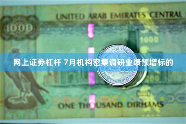网上证劵杠杆 7月机构密集调研业绩预增标的